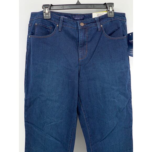 CHARTER CLUB Women's Dark Blue Denim Straight-Leg Lexington Jeans SZ 14 - Picture 5 of 12